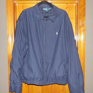 Polo Ralph Lauren Jacket Mens XXL Blue Harrington Plaid Lined Vintage